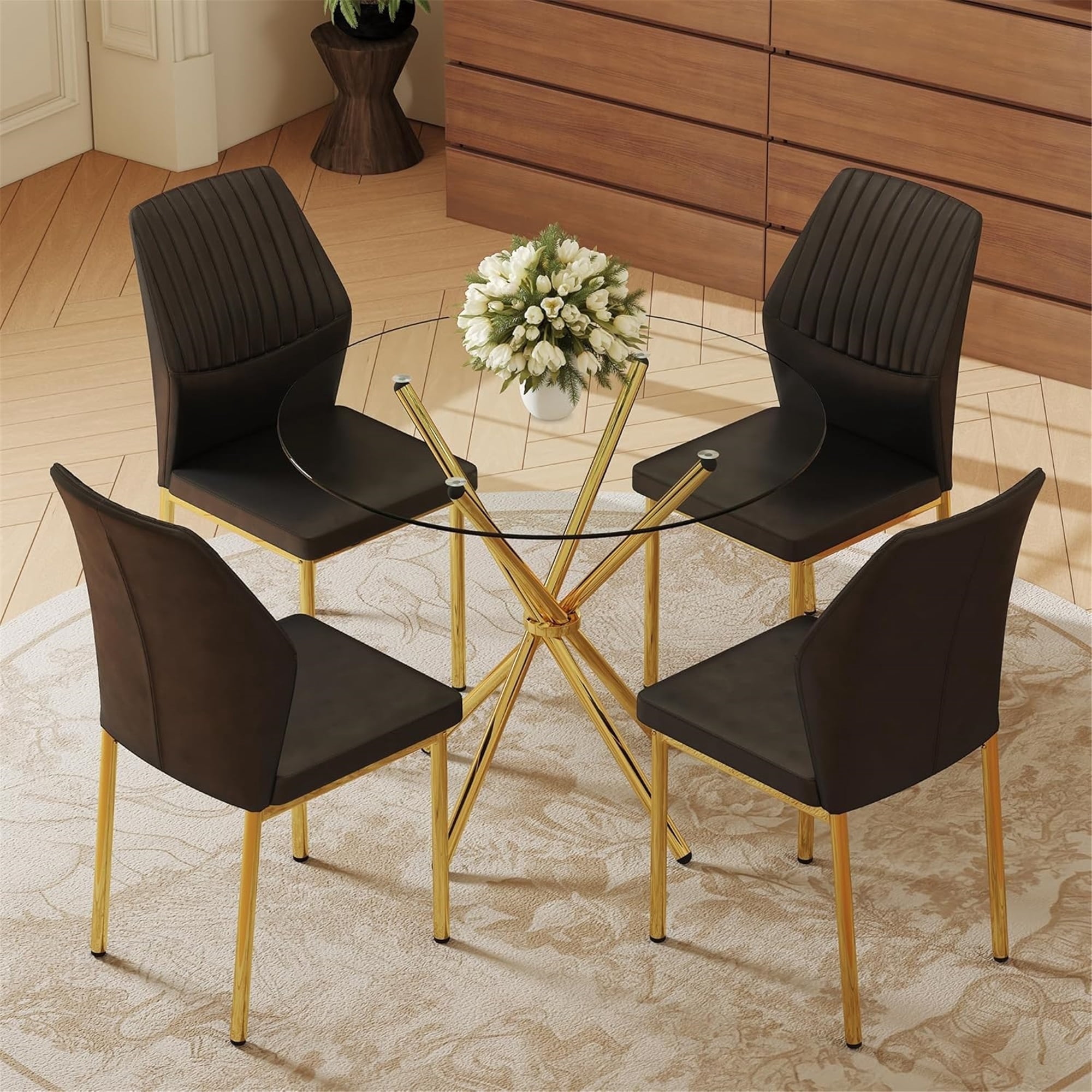 TMS Gino 5-Piece Small Kitchen Dinette Set, Round Table and Four