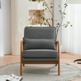 thumbnail image 2 of Hassch Accent Lounge Chair with Oak Wood Armrest, Modern Upholstered Single Chair with Back Cushion for Living Room, Light Gray, 2 of 10