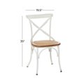 thumbnail image 3 of DecMode Metal Dining Chair with Brown Rattan Seat, Set of 2, White, 3 of 9