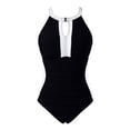 thumbnail image 5 of Blmnix Bathing Suits for Women Tummy Control One Piece Swimsuit Romper Swim Skirt Black Crew Neck Womens Swimsuits Tankini,L, 5 of 5