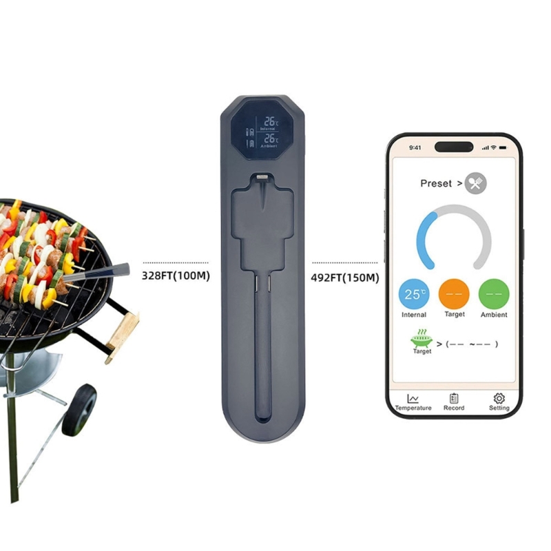 Intelligent Digital Meat Thermometers Enabled Long Ranges For Grilling Baking