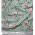 thumbnail image 1 of Soimoi Green Cotton Poplin Fabric Blossom & Peony Floral Fabric Prints By Yard 58 Inch Wide, 1 of 3