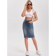 thumbnail image 3 of DARING DIVA Women's Denim Raw Hem Pockets Pencil Skirt XX-Large Dark Gray Blue, 3 of 7