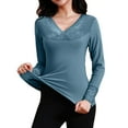 thumbnail image 2 of New Lace V Neck Thermal Underwear Autumn And Winter Slim Fit Bottomed Shirt Wool Long Girls Thermal Top Womens Thermal Tops Long Sleeve plus Size Thermal Tops for Women Long Sleeve Womens Thermal Tops, 2 of 5