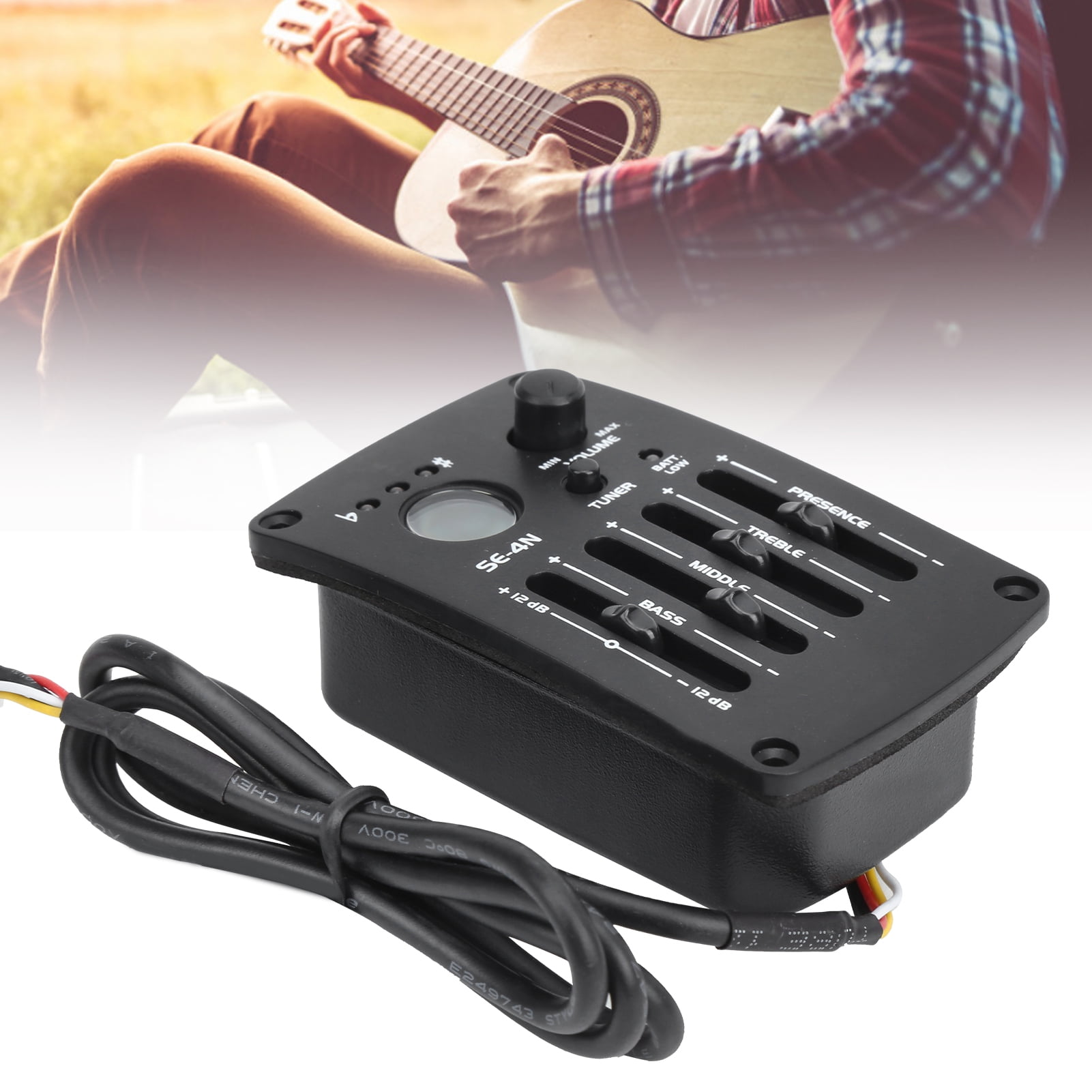 SE-4N 4 Band EQ Equalizer Pickup For Acoustic Classical Folk Guitar Parts Black