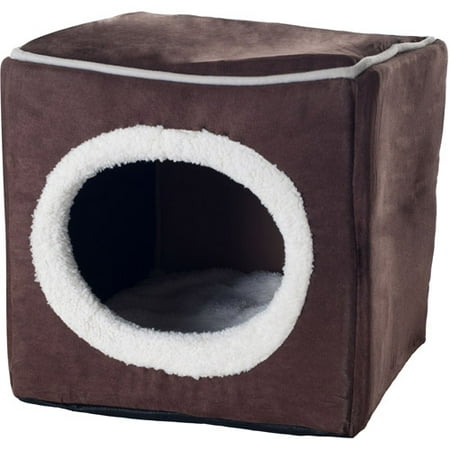 Petmaker, Cozy Cube, Cat Bed, Dark Brown, 13-in