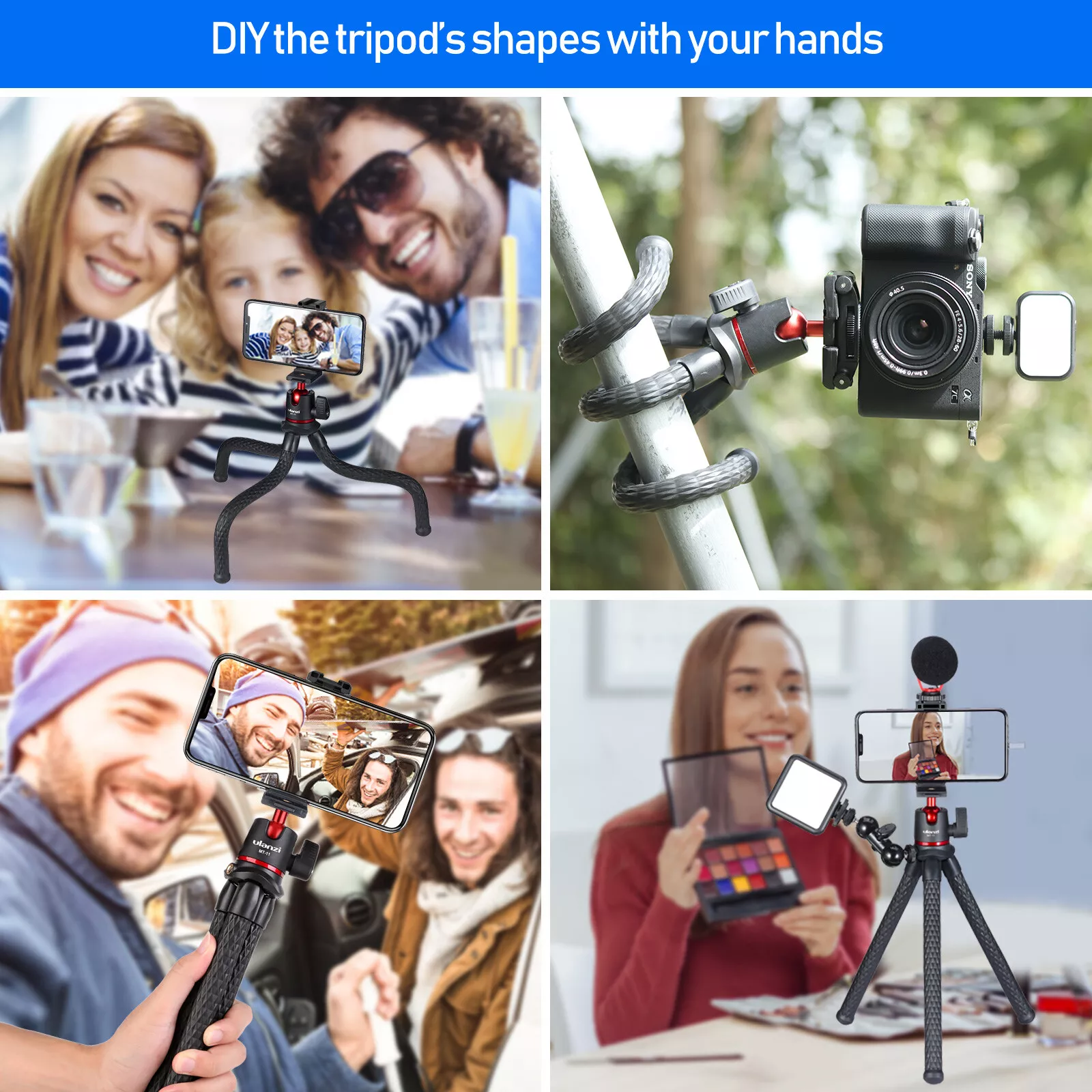 Ulanzi MT-11 2 in 1 Extend Flexible Octopus Tripod for Smartphone and DSLR Camera - Versatile and Portable