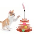 thumbnail image 4 of Cat Turntable Toy, Puzzle 4 Level Falling Resistant Kitten Tower Track Toy Interesting With Feather Stick For Indoor Green,Pink, 4 of 8