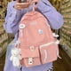 thumbnail image 4 of Mochila informal para mujer, mochilas escolares de moda con colgante de medalla para deporte (rosa), 4 of 8