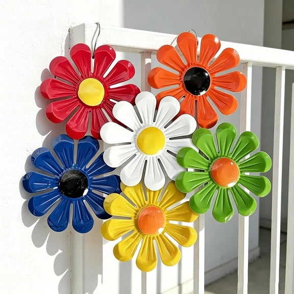 Metal Flower Wall Decor, 6 Pcs Colorful Sunflower Wall Art for Indoor Outdoor Garden