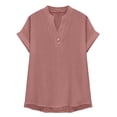 thumbnail image 4 of Womens Shirts Fashion Casual V Neck Button Short Sleeve T Shirt on Sale, 4 of 6