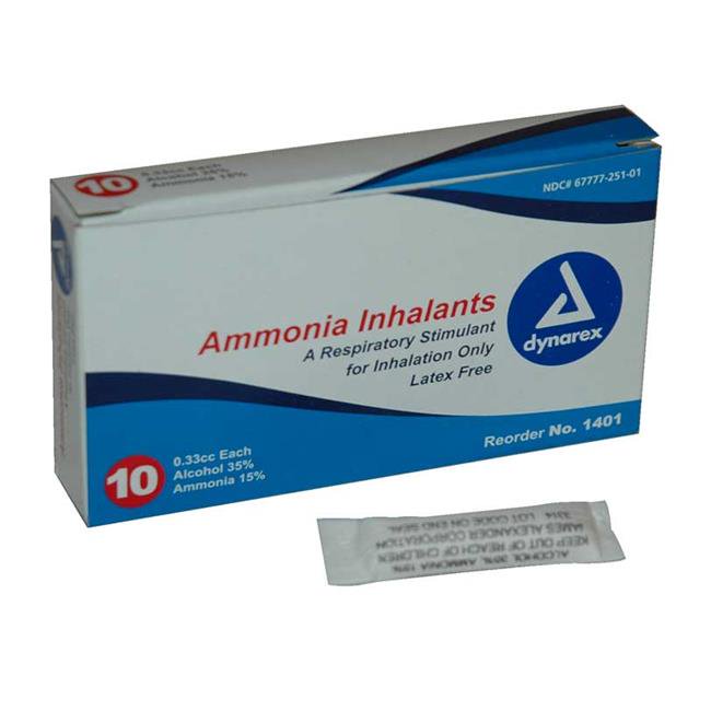 Dynarex 92200060 Ammonia Inhalants Ampoules, Box of 10
