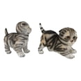 thumbnail image 3 of Pack of 2 Lifelike Adorable Playful Feline Gray Tabby Cats Kittens Figurines, 3 of 8