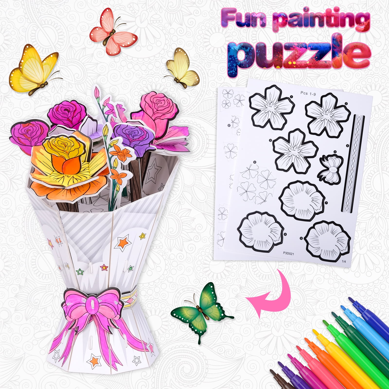 Dream Fun Art Set for Kids 4 to 6,3D Puzzle Toys for 6 7 8 Year Old Boys  Coloring Kits for Girls Drawing Kits Toys for Toddler Ages 6-12 Gifts for 8