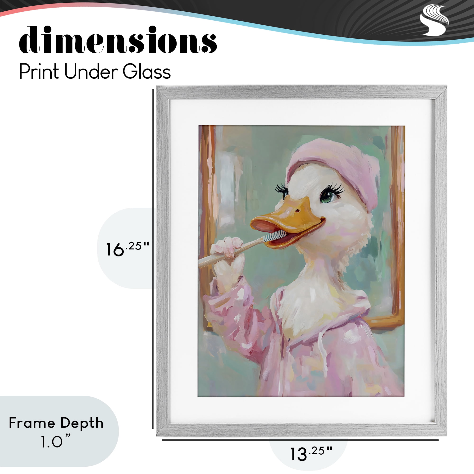Stupell Industries Duck Brushing Teeth Gray Framed Print Under Glass, design by The Prints Vibe