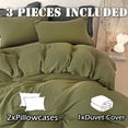thumbnail image 3 of MorroMorn Muslin Duvet Cover Twin Size, 100% Breathable Cotton 2-Layer Gauze Comforter Cover Set 3 Pieces with 2 Pillowcases Zipper Closure & Corner Ties, Ultra Soft Linen Like, 68"x90", Olive Green, 3 of 8