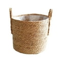 thumbnail image 5 of Natural Hand Rattan Woven Seagrass Basket Garden Flower Vase Hanging Folding Basket With Handle Contain Basket Home Embellishment, 5 of 8