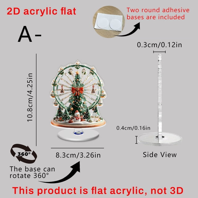 Christmas Warm Ferris Wheel Snowhouse Ornament 2D Flat Acrylic 360 Rotating Ornament Holiday Gift