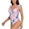thumbnail image 3 of Yiaed Cartoon Poodle Dog Print Women's Ruffled One Piece Swimsuit V Neck Swimwear Slimming Monokini for Woman-X-Large, 3 of 8