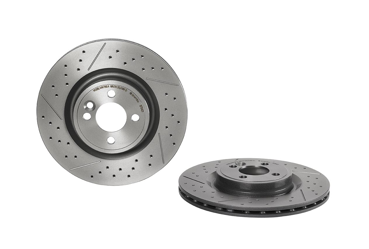 For Mini Front Left or Right Disc Brake Rotor Brembo Drilled Slotted