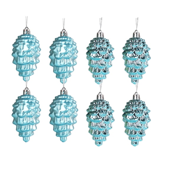 Advancent 8 Uds. De pino de plástico ABS que cuelga, hermosas decoraciones navideñas de cono de pino, 8 Uds. En 1 paquete Kits de decoración para fiestas lago azul