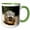 Green/White, variant on 3drose, Land Turtle Hiding in Shell, Young Spur-thighed Tortoise Hiding in Carapace, 11oz Two-tone Red Mug