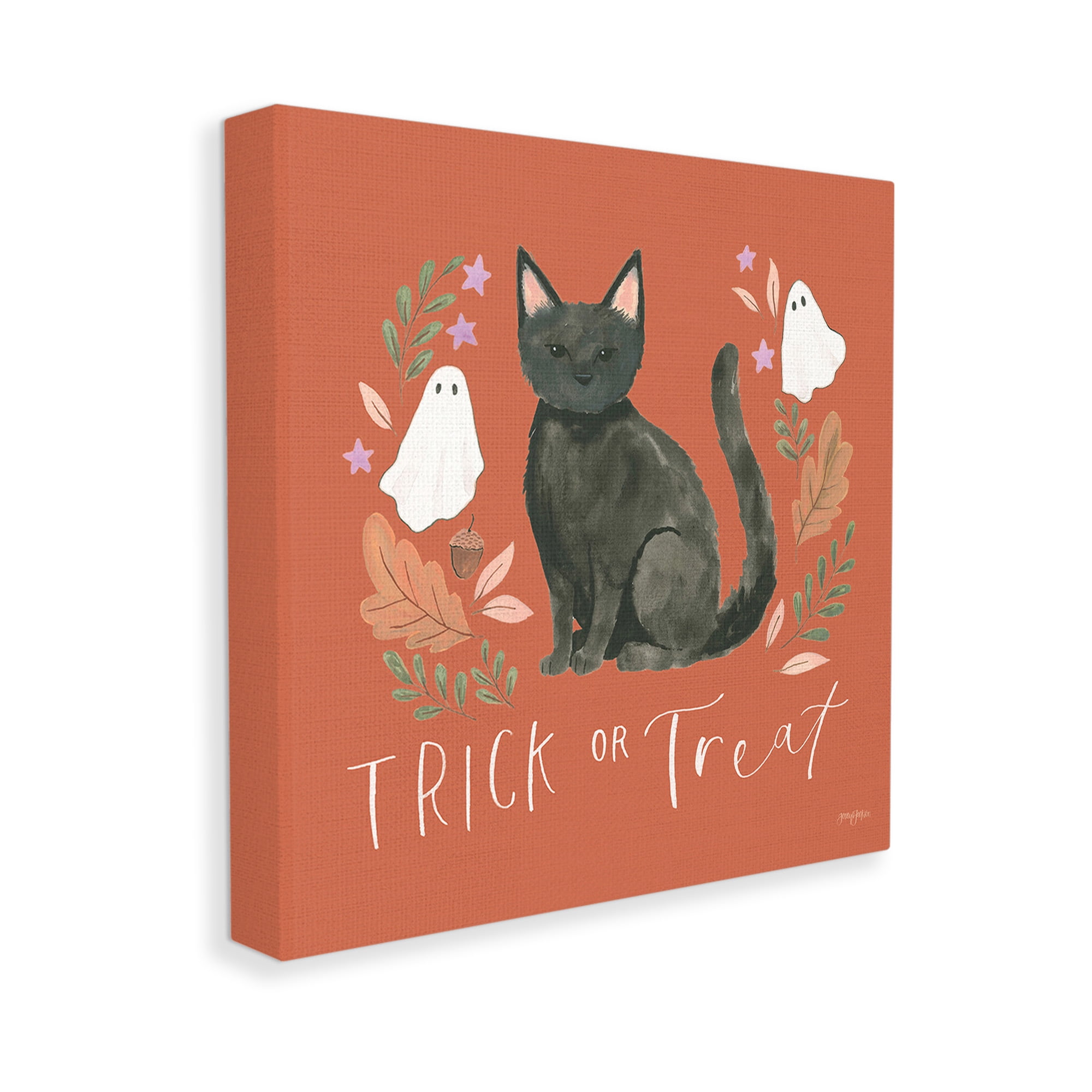 Stupell Industries Trick Or Treat Cat Holiday Painting Gallery Wrapped Canvas Art Print Wall Art, 24 x 24
