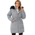 thumbnail image 2 of Women's Plus Size Winter Down Thickened Puffer Jacket Coat with Removable Faux Fur Hood Collar Long Heavy Puffer Jacket Outdoor Plus Size Winter Coats Black M-2xl, 2 of 8
