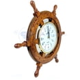 thumbnail image 3 of Nagina International 16" Handcrafted Nautical Ship Wheel with 6" Arabic Numeral Dial Face Time's Clock | Maritime Wall Decor Clock, 3 of 6