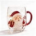 thumbnail image 2 of Christmas Themed Glass Mug with Handle, Christmas Motif Glass Coffee Cup, Santa Reindeer Christmas Tree Snowman Embossed Holiday Drinking Glass, Thickened Clear Glass Festive Winter Beverage Mug, 2 of 8