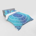 thumbnail image 3 of Teal and Lime Duvet Cover Set, Ombre Mandala Pattern with Flower and Petals Hippie Style Art, Bedding Set with Shams and Fitted Sheet, 3 Sizes, by Ambesonne, 3 of 3