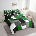 thumbnail image 3 of Feelyou Chic Geometric Abstract Bedding Comforter Set 7 Pieces, Green Square Rectangle Full Bedding Set, Teen Kid Child Adult Reversible Fitted Sheet Flat Sheet, Lightweight Room Decor, 3 of 7