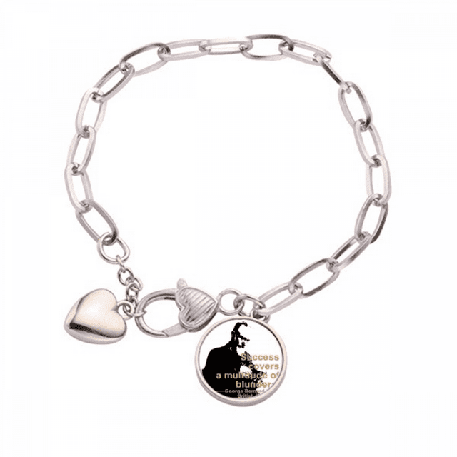 Bracelet Chaîne Cœur Échec Écrivain Bernard Shaw Bijou Charme Mode