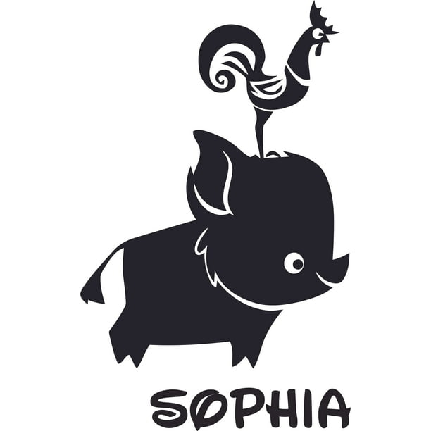 Moana Pig Chicken Animals Cartoon Customized Wall Decal Custom Vinyl Wall Art Personalized Name Baby Girls Boys Kids Bedroom Wall Decal Room Decor Wall Stickers Decoration Size 40x Inch Walmart Com