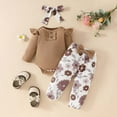thumbnail image 2 of bbymog 3 Piece Girls' Clothing Sets Long Sleeve Baby Girl Romper and Pants with Headband Girls' Fashion Baby Bodysuits Fall Baby Girl Outfits Khaki B 0 Months, 2 of 9
