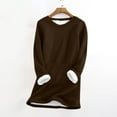 thumbnail image 2 of lcziwo Womens Sherpa Lined Sweatshirts with Kangaroo Pocket Solid Casual Crewneck Pullover Long Sleeve Tops Fleece Warm Loungewear, Brown, M, 2 of 7
