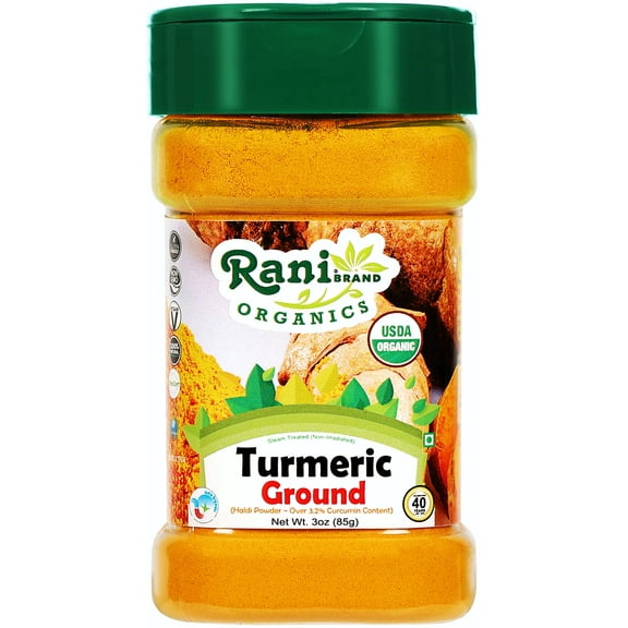 Rani Organic Turmeric (Haldi) Root Powder Spice, (High Curcumin Content) 3oz (85g) PET Jar ~ All Natural | Vegan | Gluten Friendly | NON-GMO | Indian Origin | USDA Certified Organic