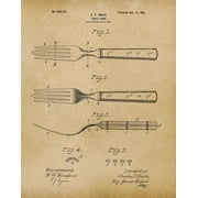 Original Fork Artwork Submitted In 1901 - Kitchen - Patent Art Print
