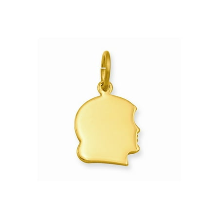 Gold-plated Small Engravable Girl's Head Charm (0.8in long x 0.4in wide)