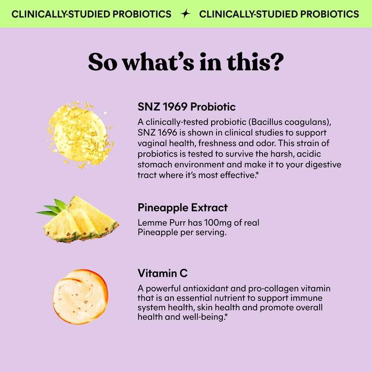 Lemme Purr Vaginal Probiotic, Pineapple, 14 Capsules photo 3