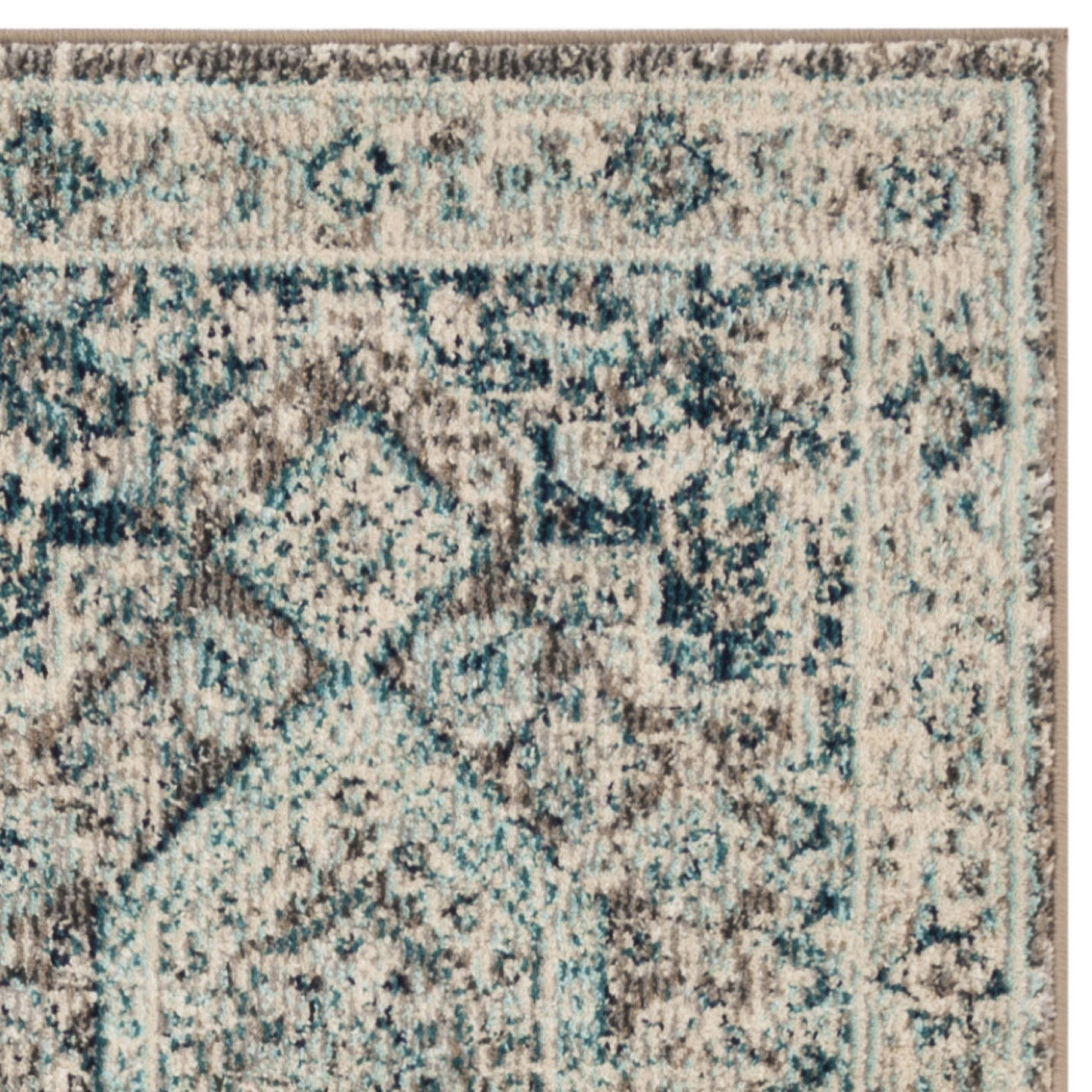 SAFAVIEH Phoenix Phylliss Border Runner Rug, Grey/Blue, 2'3" x 8'