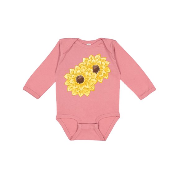 Inktastic Yellow Sunflowers Boys or Girls Long Sleeve Baby Bodysuit