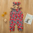 thumbnail image 3 of uublik Baby Cute Summer Jumpsuits for Girls Watermelon Stripe Strap Romper Jumpsuit Red, Size 0-2T, 3 of 5