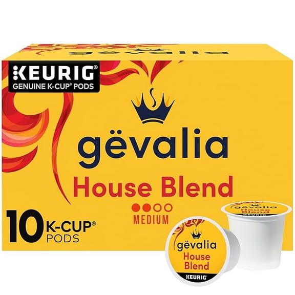 1x Gevalia House Blend Medium Roast K-Cup Coffee Pods, 10 ct Box