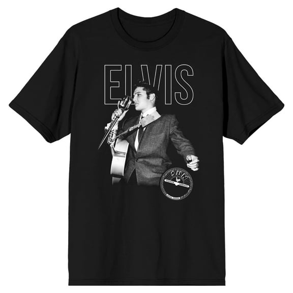 Sun Records Elvis Presley King of Rock and Roll Men's Black Short Sleeve Tee-Medium