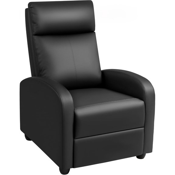 Rankok Recliner Chair Modern PU Leather Reclining Chair Ergonomic Adjustable Recliner for Living Room Home Theater Seating Single Sofa (Black)