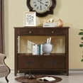 thumbnail image 2 of PORKISS Farmhouse Solid Wood Console Table, Entryway Table Hallway Table with 4 Drawers 1 Storage Shelf, Sofa Table for Living Room, Foyer, Espresso, 2 of 13