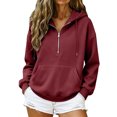 thumbnail image 5 of Lumtrix Womens Zip Up Hoodie Oversized Sweatshirt Soft Fleece Pullovers Comfy Sweatshirts with Pocket Wine L, 5 of 10