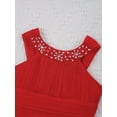 thumbnail image 4 of iEFiEL Big Little Girls Halter Neck Chiffon Summer Dress Sleeveless Rhinestone Wedding Birthday Party Dress Red 6, 4 of 7