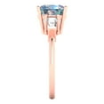 thumbnail image 3 of 3 ct Cushion Cut Blue Moissanite Three-Stone Engagement Ring for Women in 18K Rose Gold, 3 of 5